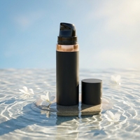 Flacon pompe sans air noir mat personnalisé pour sérum, shampoing, cosmétiques et soins personnels, avec impression sérigraphique