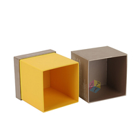 Boîte d'emballage carrée de luxe personnalisée pour bougies, avec couvercle, en carton rigide gris mat et jaune, pour bougies parfumées