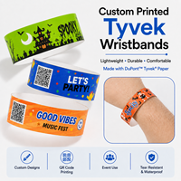 Bracelet RFID 125 KHz étanche en papier Dupont jetable, imprimé couleur personnalisé, pour événements et billets de festival - Vente en gros