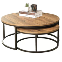 Plateau de table en MDF de 18mm de largeur avec cadre en métal noir Ensembles de table basse avec revêtement en poudre pour hôtel appartement