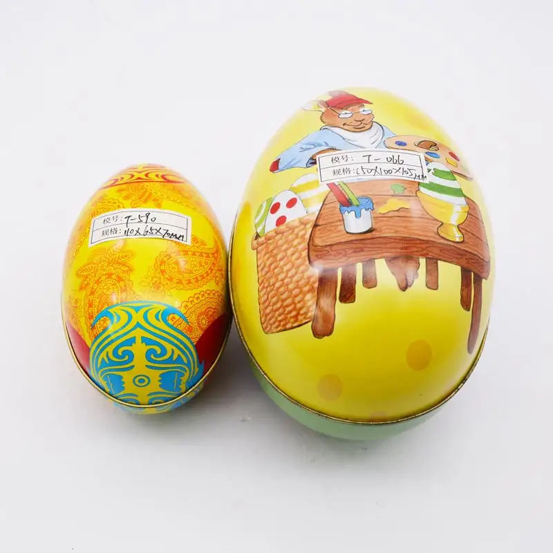 Ismarlama paskalya popüler yumurta şekli teneke kutu çikolata ambalaj yumurta teneke şeker kutusu