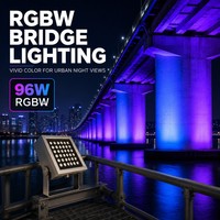Lámpara LED Cuadrada RGBW de 96w para Exteriores, con Soporte en Forma de U y Ángulo de Montaje Ajustable, para Fachadas, Modelo W220, Fabricación OEM/ODM