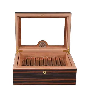 Оптовая продажа, большая Деревянная коробка для сигар, хьюмидор, двойная герметичная, с легким хранением, лакированная техника для выпечки
