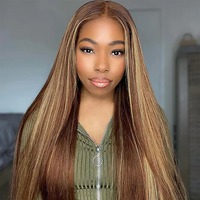 Perruque Lace Front Lisse en Cheveux Humains Brésiliens 11A, 13*4, Densité 180%, Couleur Piano, Pré-épilée