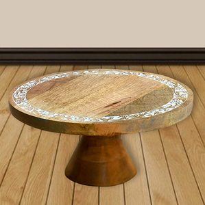 Round Acacia Wood and enamel <b>Cake</b> <b>stand</b> for Cupcake Dessert Serving Tray Display <b>Cake</b> <b>Stand</b> kitchenware accessories - Product Image 6