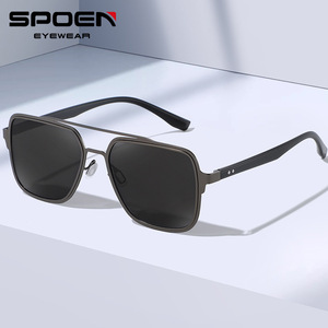 SPOEN Square Polarized Sunglasses UV400 Metal Frame Men Driving Outdoor Fashion <b>Eyewear</b> - Product Image 1