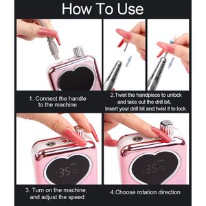 Taladro de Uñas Profesional Inalámbrico, Lima Eléctrica Portátil de 85W con Bajo Calor, 35000 rpm, para Salón de Uñas - Product Image 5