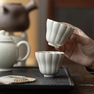 Guanlan Wood Ash Ceramic <b>Tea</b> Cup Porcelain Irregular Shape Single Cup For Kung Fu <b>Tea</b> <b>Set</b> - Product Image 2