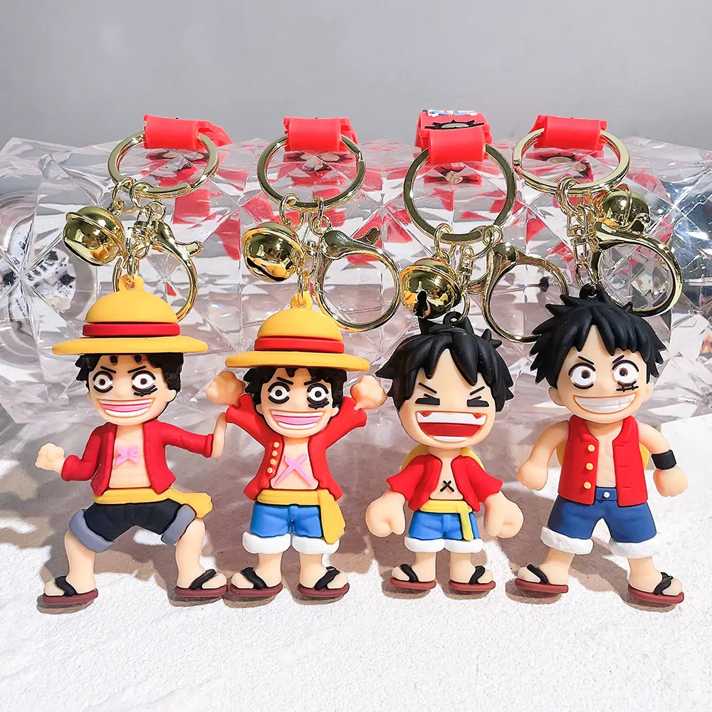 XM venta al por mayor nuevo estilo 5 diseños PVC coche colgante bolsa llavero silicona muñeca juguete para presente Luffy llavero