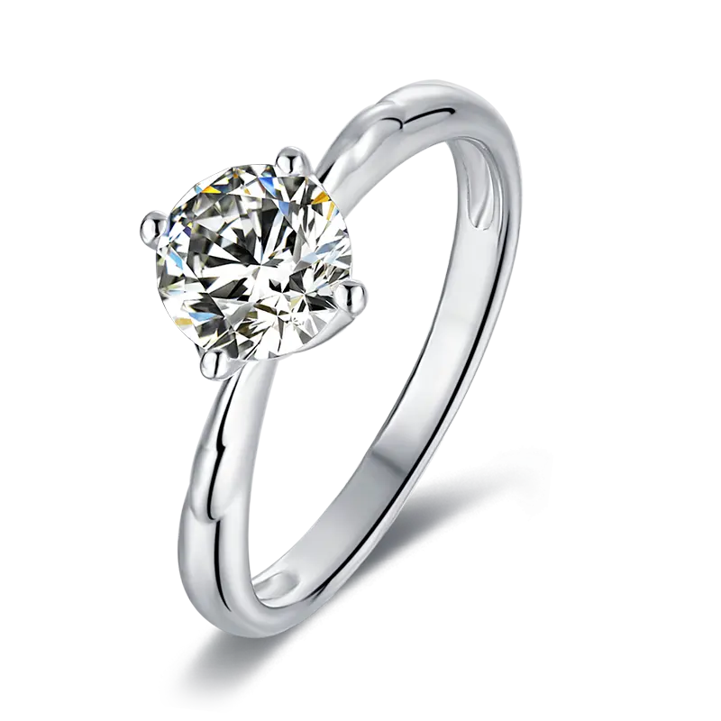 Nhẫn Kim Cương 1ct VVS Moissanite Thời Trang Mới Nhẫn Cưới Bạc Sterling 925 Mạ Vàng Trắng