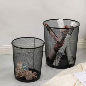 Metal Mesh Round Trash Can with Foot Pedal Structure Household Office Cleaning <b>Tool</b> Wrought Iron Kitchen Trash Bucket Lid - Product Image 1
