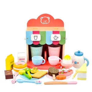 Toy Woo Wooden Pretend Coffee Maker Afternoon Tea Kitchen Toys Role Play Children's Educational Toys Girls and Boys W-030