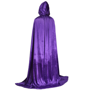 Capa de terciopelo para adultos y niños, disfraz unisex de fibra de poliéster de color sólido, ropa para fiesta de Halloween - Product Image 1
