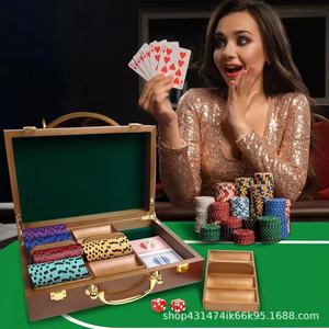 Nouvelle boîte à jetons en bois transfrontalière, boîte à jetons Texas Hold'em, boîte à jetons portable en bois, boîte de rangement en bois - Product Image 2