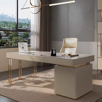 Villa Salle d'étude Mobilier de bureau Table de direction moderne Table de direction Plateau en marbre blanc Table d'étude beige
