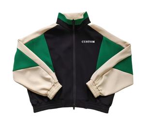 Veste <span class=keywords><strong>coupe</strong></span>-<span class=keywords><strong>vent</strong></span> tissée respirante personnalisée pour <span class=keywords><strong>femme</strong></span>, style universitaire, avec panneau matelassé néon tricolore sur le devant, écologique - Product Image 1