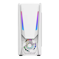 Boîtier pour PC de jeu RVB Noir/Blanc ATX Tour complète en acier Armoire pour ordinateur de bureau en stock avec fenêtre à panneau latéral