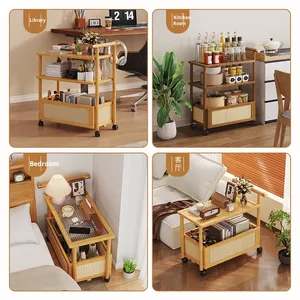 Chariot et support <span class=keywords><strong>à</strong></span> collation <span class=keywords><strong>à</strong></span> <span class=keywords><strong>roulettes</strong></span> de style antique moderne et durable Petite armoire de salon pour meubles de maison pour canapé et lit - Product Image 4