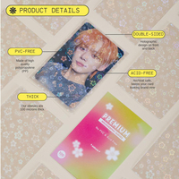 Paquet de 100 pochettes holographiques pour cartes de photo Kpop en plastique sans acide, sans PVC, fines, pour les affaires, carte de protection en forme de cœur Sakura Flower