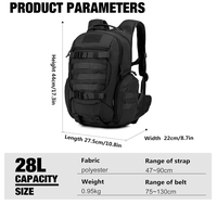 Sac à dos de moto, sac à dos tactique pour la conduite pour hommes, 28L, skateboard, randonnée, sac à dos pour casque