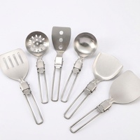 Ensemble de spatules pliantes en acier inoxydable 304, cuillère de cuisine portable, écumoire, louche, kit pour le camping et la cuisine