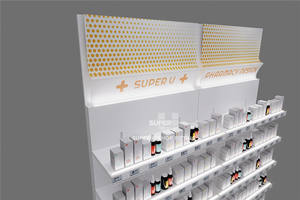 Étagères de <span class=keywords><strong>pharmacie</strong></span> blanches avec éclairage, mobilier de <span class=keywords><strong>pharmacie</strong></span> personnalisé, décoration, boîte d'éclairage supérieure, présentoir <span class=keywords><strong>mural</strong></span> pour médicaments à vendre - Product Image 6