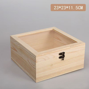 Cajas de almacenamiento de madera rectangulares de pino con tapa de vidrio para joyería, regalo, recuerdo de boda, perfume, organizador de lápices labiales - Product Image 3