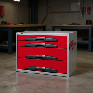 Armario para Herramientas 5000 DE4 Rojo, Unidad de Almacenamiento de Acero con 4 Cajones para Uso en Taller - Product Image 3