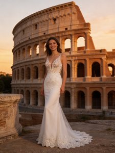 Robe <span class=keywords><strong>de</strong></span> soirée sirène personnalisée en dentelle, col en V profond, ornée <span class=keywords><strong>de</strong></span> strass et <span class=keywords><strong>de</strong></span> perles, en tulle, avec dos ajustable à lacets pour <span class=keywords><strong>mariage</strong></span> - Product Image 1