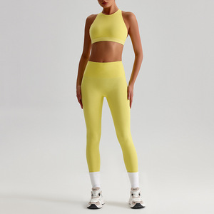 Women's Sports Leggings Set - High Waist Leggings with Back <strong>Cross</strong> <strong>Top</strong> for Yoga, Running, and Gym Workouts - Nylon Spandex - Product Image 4
