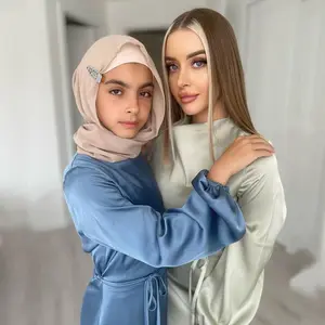 Solid Plus Size Lace-Up Robe Jurk Yiwu Fabrikanten Groothandel Abaya Vrouwen Moslim Jurk