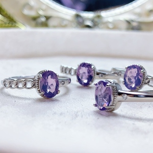 Bague en argent sterling 925 avec améthyste lavande naturelle, pierre précieuse violette ovale 5x7mm, pierre de naissance de février, bijoux romantiques, vente en gros - Product Image 5