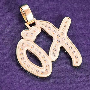 Colgante de racimo <span class=keywords><strong>XO</strong></span> de Plata de Ley 925 Hip Hop Iced Out Bling Pass Diamond Tester VVS Moissanite Letter Men Women's Charms - Product Image 4