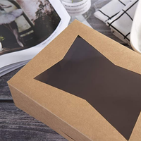 Cajas para Pasteles, Galletas y Donuts Reciclables de Color Marrón de 8*5.75*2.5 Pulgadas con Ventana, Recubrimiento UV, Laminado Mate y Grabado en Relieve para Uso en Panaderías