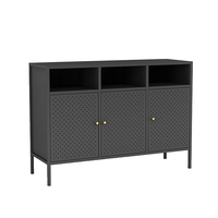 Meuble TV 4 portes, console multimédia, buffet de salon, armoire de rangement en métal, centre de divertissement pour la maison