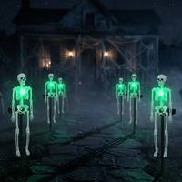 Lámpara Solar de Halloween para Exteriores, Diseño de Esqueleto, IP65 Impermeable, LED Multicolor, 68 cm, Lámpara de Jardín