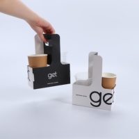 Porte-gobelets jetable en carton blanc biodégradable avec logo personnalisé, pour boissons à emporter, café chaud, thé, avec poignée