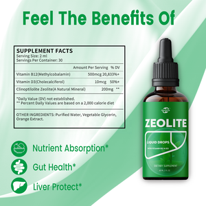 Haccp OEM ODM Gotas de Zeolita para Adultos y Niños, Zeolita Clinoptilolita Natural Pura, Suplemento para la Salud Inmunológica y Energía - Product Image 3