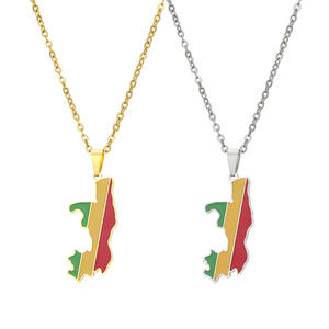 Collier personnalisé en acier inoxydable avec <span class=keywords><strong>carte</strong></span> du Pakistan, <span class=keywords><strong>Espagne</strong></span>, <span class=keywords><strong>Maroc</strong></span>, collier avec drapeau national, bijoux de mode en or 18 carats, vente en gros - Product Image 2