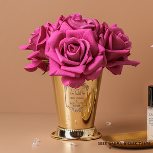 Difusor de Aroma con Rosa Preservada Heshes, Florero Dorado, Aroma Duradero, Decoración para el Hogar y el Dormitorio, Regalo - Product Image 1