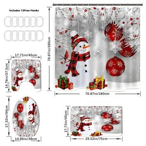 Cortina de Ducha de Poliéster con Diseño de Muñecos de Nieve Plateados, Cortina de Baño con Impresión Digital Personalizada, Impermeable, Venta al Por Mayor - Product Image 6