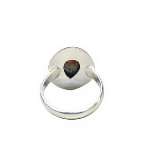 Bague artisanale en cuivre et turquoise, argent sterling 925 massif, cabochon, style occidental bohème, bijou en forme de goutte d'eau - Product Image 4