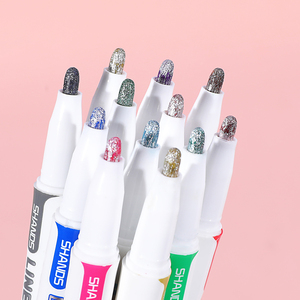 8/12 Màu Sắc Shands Đôi Dòng Phác Thảo Đánh Dấu Kẹo Màu Huỳnh Quang Đánh Dấu Thiết Lập Kim Loại Long Lanh Tô Màu Dòng Họa Sĩ - Product Image 6