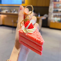 Porte-clés en caoutchouc et résine, modèle de cupcake de simulation, jouet, cadeau, porte-clés de voiture, breloque de sac, cordon