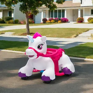 Princess Kids Electric Ride-On Toy Car con 4 ruedas PP Escenario de plástico Efectos de sonido Caballo alimentado por batería-para niñas