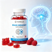 Gummies de soutien de la mémoire cérébrale, supplément nootropique pour la concentration, l'énergie mentale, saveur framboise, sans caféine, 60 unités