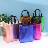 Sac fourre-tout réutilisable en non-tissé métallisé brillant avec logo personnalisé, emballage écologique, sac publicitaire, sac cadeau, sac de shopping, vente en gros