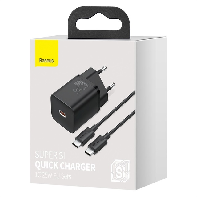 Baseus 25W USB C Charge PD Fast Charging Portable Phone Charger for Samsung for iPhone Super Si Type C Fast Charger with Cable