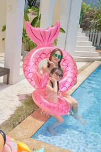 Flotador de Piscina de Verano, Anillo de Natación para Niños, <span class=keywords><strong>Inflable</strong></span>, Semitransparente, con Purpurina Rosa, Anillo de Natación de Sirena con Cola de Pescado, Anillo de Natación para Adultos - Product Image 2