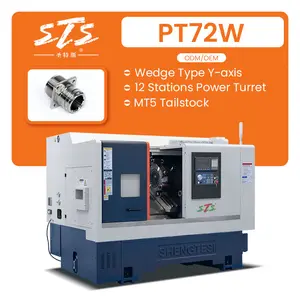 Mesin pintar alat dengan 12 stasiun daya Turret harga rendah mesin bubut logam CNC mesin bubut